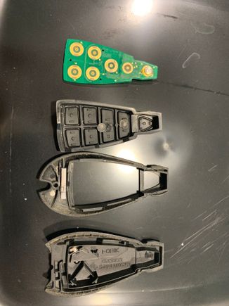 I think I found the issue. I tested it several times and it worked. There is a small metallic peace in the car key (you can see two small pieces on the 2nd part from the left). I found the one in the center detached. I have reposition it and glued it back. I have to do it every 6 months as it become loose again with time and with the exact same result : horn going off randomly 24/7. 