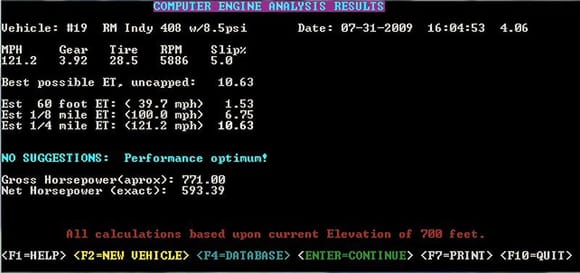 Estimated et/rwhp with 408ci seeing  8.5psi
70*/75%hum/30&quot;baro/700'asl (TMP dragstrip)