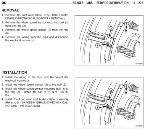 front abs speed sensor