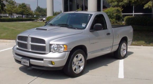 2004 Dodge RAM 1500 - pretty much all done spending any more money for mods on this one. Just in time for it to be paid off in May '09 and also in time for me to spend all my extra money on my new Harley. I was originally thinking I was gonna sell some vehicles and buy a Challenger, but after getting the VROD and it bringing back that old familiar biker feeling, I decided that I would rather have 30 grand worth of bikes than a new Challenger. Besides when it comes down to it, if I threw a turbo or supercharger on the RAM for $3500, it would probly still be more fun to drive than a Challenger anyway. Plus I would still have a truck to haul the heavier stuff with.