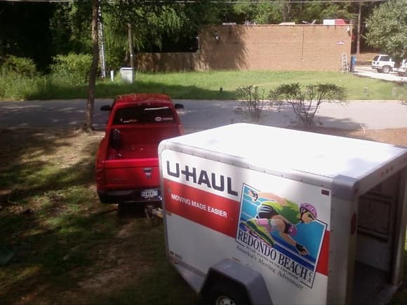 5x10 trailer hitched up, ready to move back north.