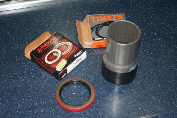 I used a exaust pipe piece sold at the part store $3.29..then used strips of elec tape to soften the edge..the size of the pipe is 2 1/2" OD. It was long enough to do the output shaft seal at the rear of the transmission. When I did the install I used a small piece of 2x4 and a rubber mallet..