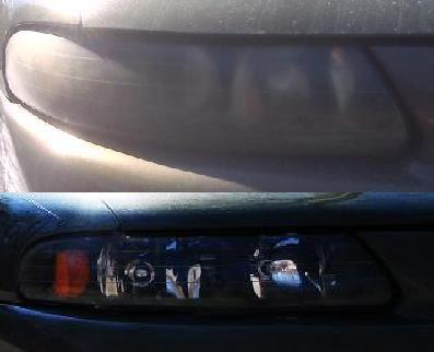 Before and after headlight resurfacing