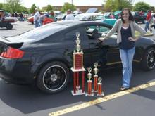 14th Annual LLC Car Show. 
Sound Competition: 1st place in SPL Class 1, 2nd place in craftsmanship, and Club Choice overall winner.
Car Show: 3rd place in Sport Coupe.
Not bad for my first show!