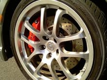 BBK 14&quot; cross drilled/slotted rotors, SS lines, 40th anniversary red Nismo 370z calipers