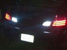 White LED reverse lights with red stripe removed.