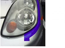 before and after headlight restoration