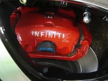 Painted red with infiniti text