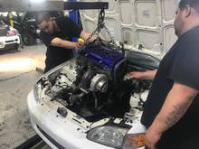 Pulling the motor for the new mounts.