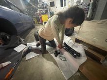Had my 9 yo daughter helping to install the bushings into the control arms.  