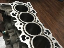 Got my block back from the machine shops. It was sized to the 84.5mm pistons for .002" p2w clearance and decked because there was some rough spots on it.