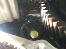 The used trans actually protrudes out a little bit which is probably why the gears are even.