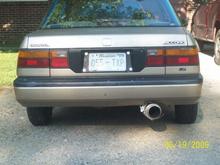 my car from the back (new 5.5 in. muffler with 4.5in. tip that i put on)
