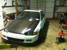 Almost ready for spring (hood was not closed and the bumper wasnt bolted on, so thats why they look crooked)