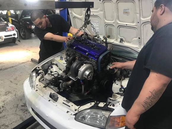 Pulling the motor for the new mounts.