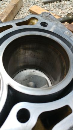 Now the cylinder in question, number 4. Hopefully the picture is good enough to where you can see the rust at the top and the stains on the walls.