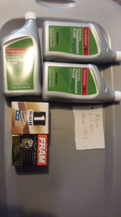 New oem Honda Trans fluid $5 each. B series oil filters $5 each