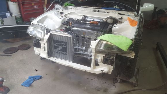 Getting the engine harness installed.