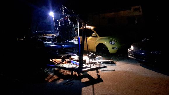 Werking outside in the dark, in the cold and alone.