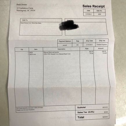 Original invoice