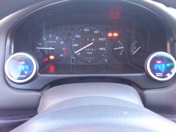 BLOX gauges/air/fuel and add boost gauge for when I go turbo. sorry about the quality sun was hitting