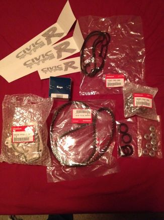 a bunch of parts I picked up before the car even arrived. Turned out the timing belt was changed not long before I got the car so I will kept this stuff for the next change.