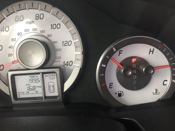 There is no way I have more than 3/4s of a tank after 199 miles.  At an average fuel economy of 16.8 MPG, the fuel gauge should read less than half.