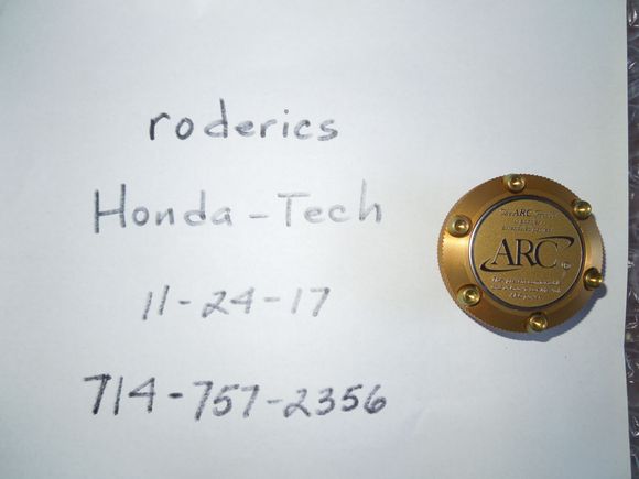 Gold ARC oil cap with anodized gold bolts.
$830 shipped