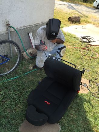Welding the brackets in