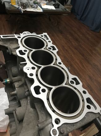 Got my block back from the machine shops. It was sized to the 84.5mm pistons for .002" p2w clearance and decked because there was some rough spots on it.