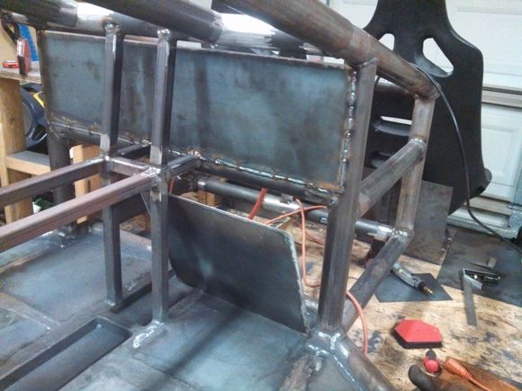 Welding up front firewall. Engine is in the back of car, lol.