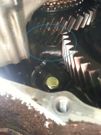 The used trans actually protrudes out a little bit which is probably why the gears are even.