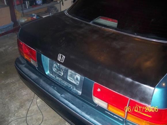 cleaned trunk of holes primered and ready