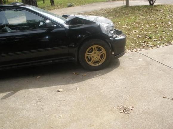 Side impack where I hit the deer. The one day I drove normal this shit happens