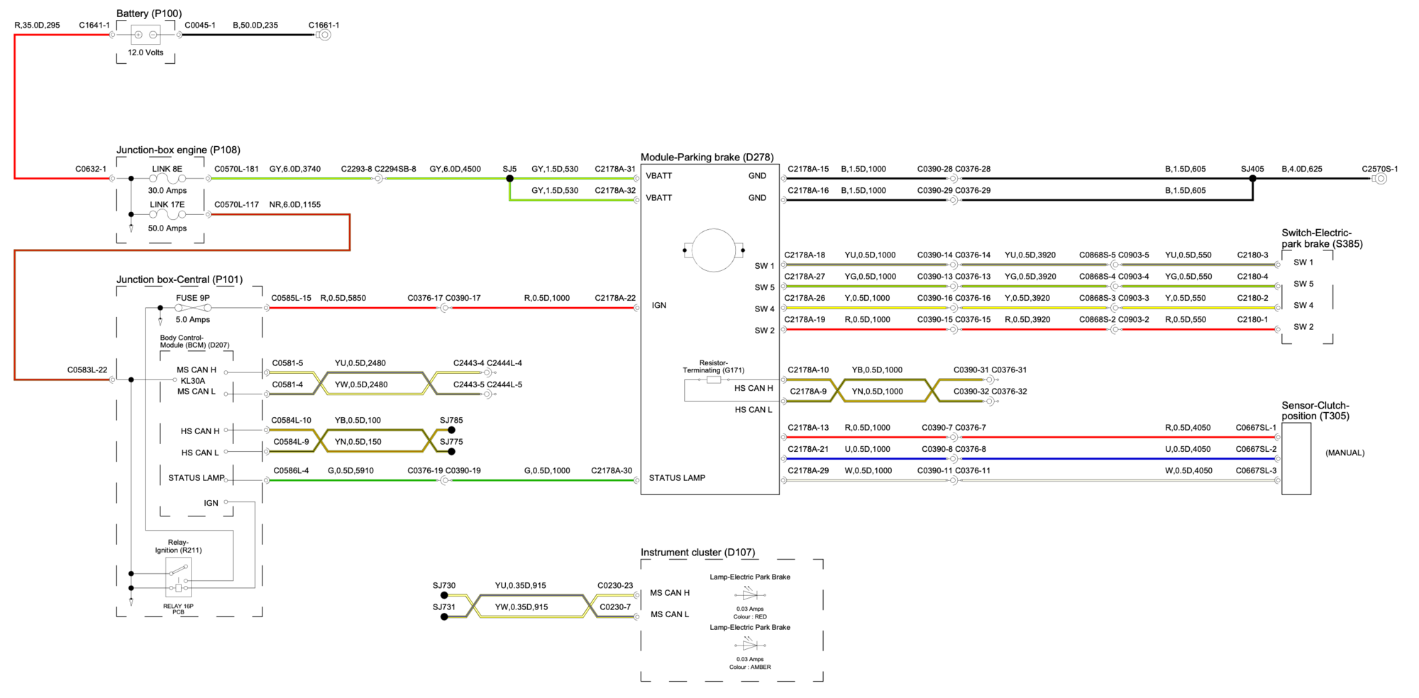 LR4 2011 EPB Circuit diagram (LHD Vehicles)