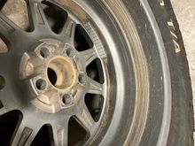 Some internal grooves on an 18” with +29 offset as an example. All 5 look the same. 30000 miles on them. It’s sort of self limiting. But the calipers will be chewed up with steelies and these tiny clearances.  Something’s gotta give. 