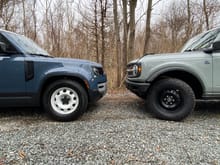 Here’s my 110 S nose to nose with my Black Diamond Bronco.  Both bone stock, defender at access height 