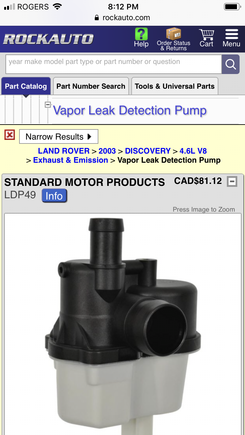 Vapour leak detection pump 