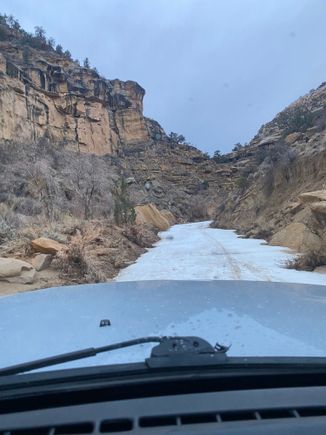 Driving on a frozen creek