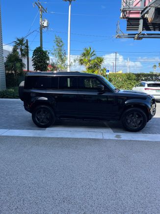 Black Santorini, black interior and we had the side steps metal coated black. Looks sharp! 