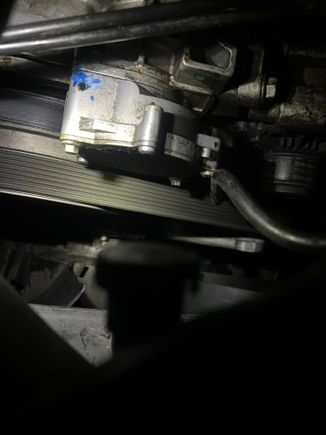 The blue spot is marked where the leak is.