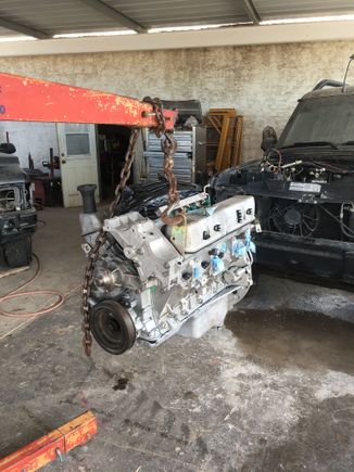 Getting ready to put it back in! Tried to put it back in as complete as possible while still being able to get to those bell housing bolts.