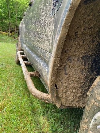 The verticals were deep mud ruts at 25-30 degrees above horizontal with 90 turns throughout.  Something I would have not counted on my LR4 to accomplish.   Wow, the Defender is a fine fine tool -- it was really really capable!   The Toyotas did well, too.   Only one fellow had to be winched.   I almost did too, but after the 8th increase  (last time attempt) in throttle application the Defender got through.