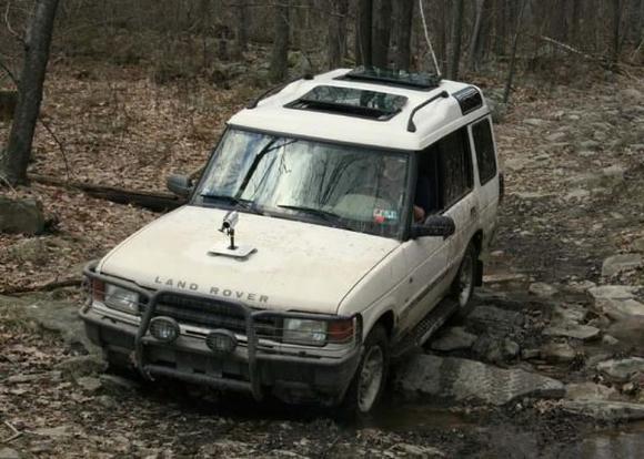 Crossing runoff with camera mount on hood