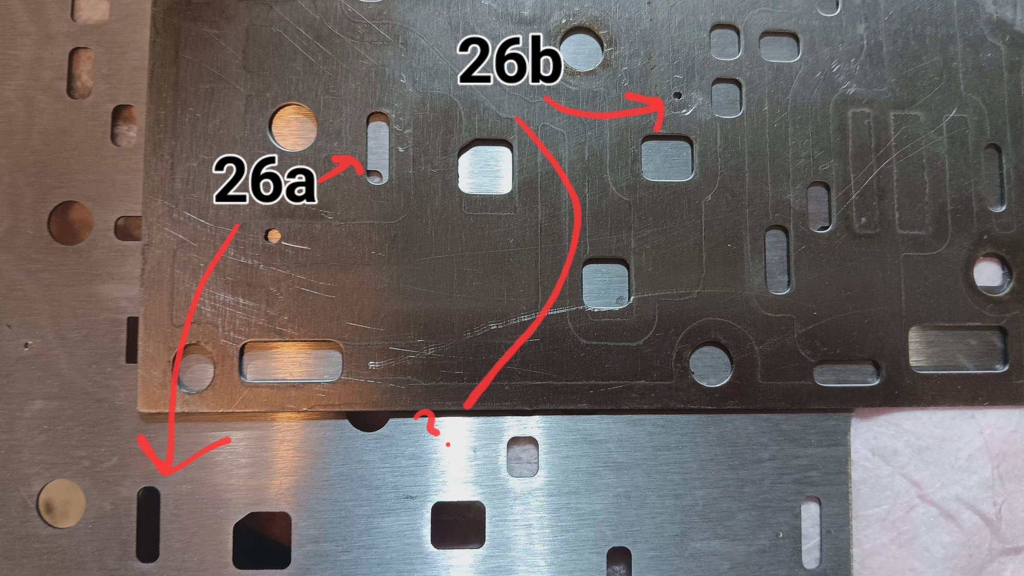 Stock 2003 plate on top of sonnax GM054-HD plate. Circuit 26 in question