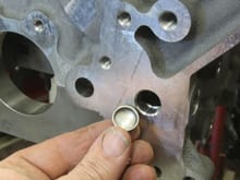 Front of block oil plug.