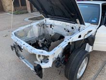 Here is the engine compartment getting closer to fresh paint.