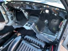 After I got the very front of the car's interior insulated, I installed the OEM firewall pad.  This particular pad came from the donor car.