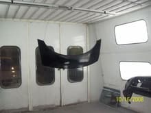 5 Rear Spoiler in Booth with Base Coat