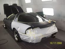 12 Camaro Rear Body Prepped in Booth